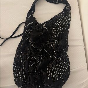 Black Beaded Halter Top